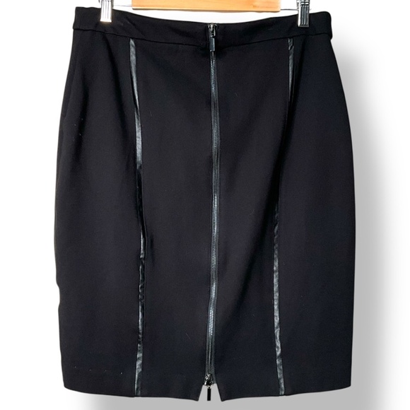 JOSEPH RIBKOFF Jersey Knit Black Skirt Satin Inserts Exposed Back Zipper Sz 14 - Picture 4 of 8